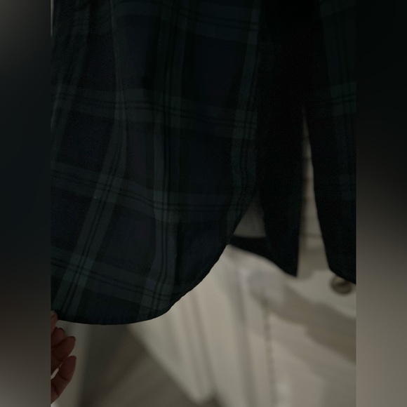 J Crew pullover long sleeve plaid beaded sequin pocket, half button down shirt - Picture 5 of 10